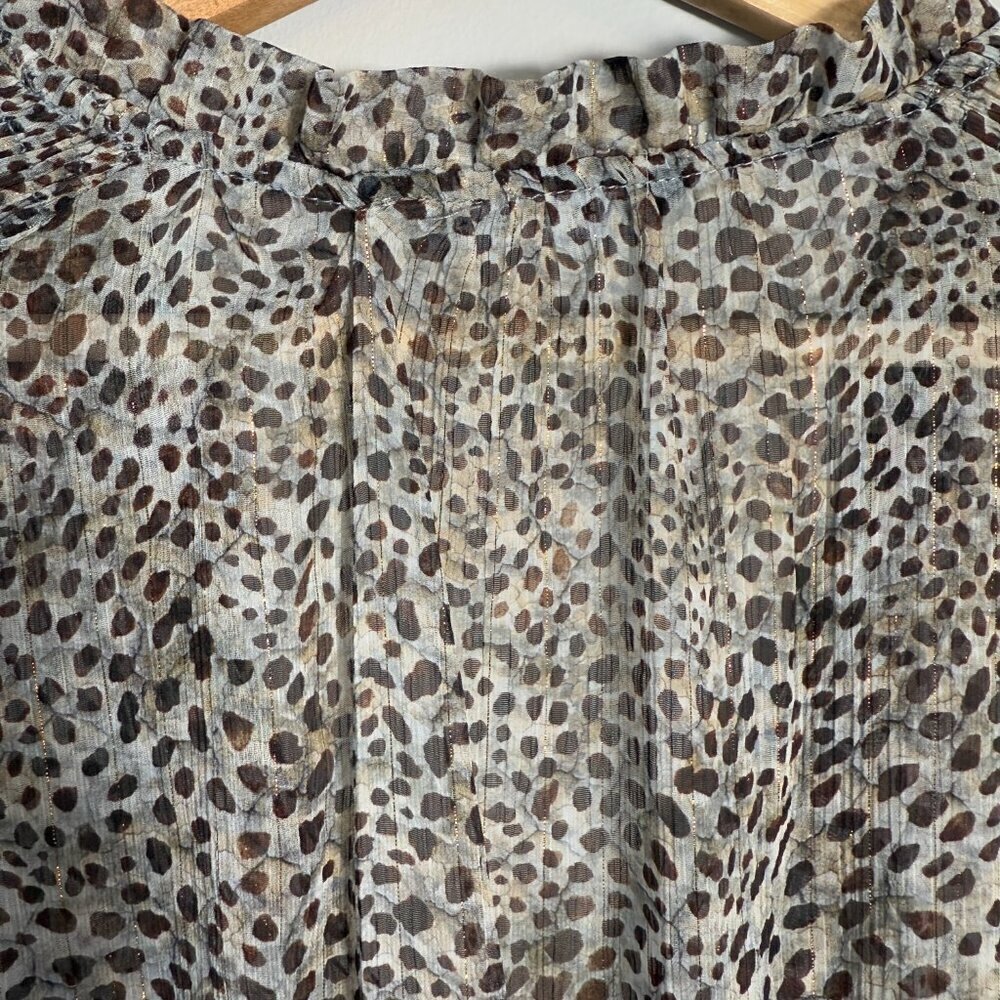 Zara Long Sleeve Animal Print Smocked Mini Dress Women's Medium Brown Sheer Sexy - Picture 16 of 16